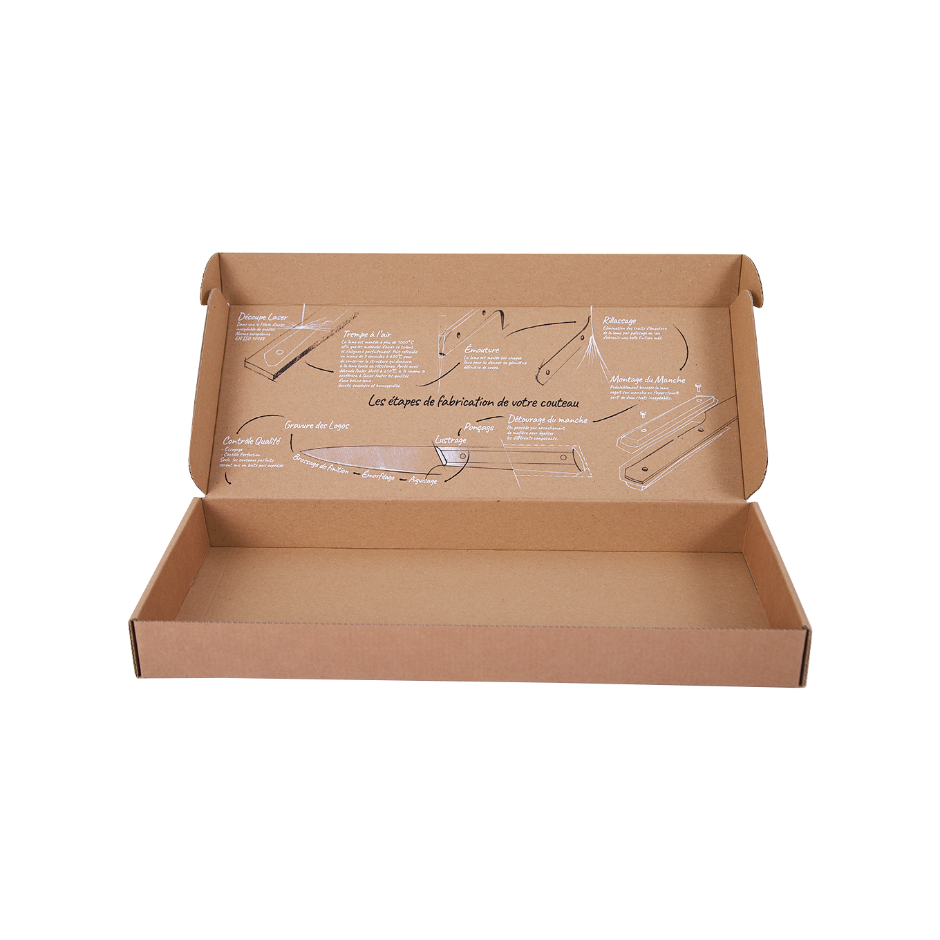 Boîte carton micro-cannelé réversible kraft/blanc 23 cm