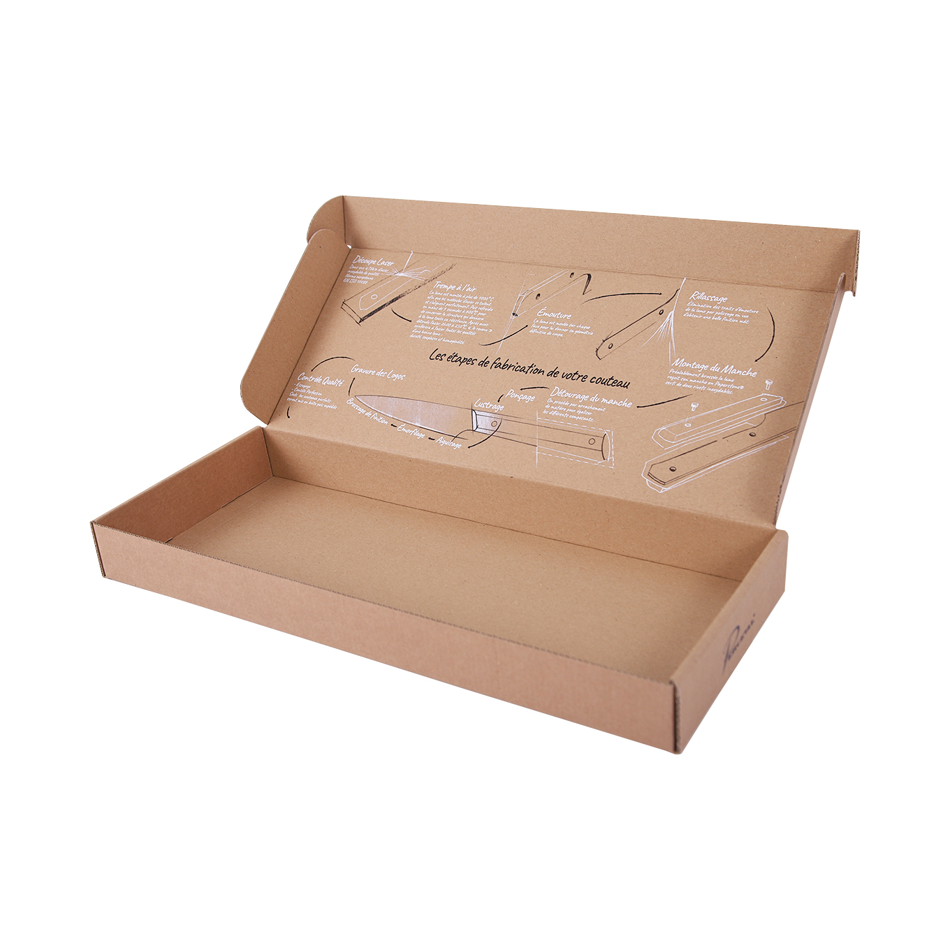 Boîte carton micro-cannelé réversible kraft/blanc 23 cm