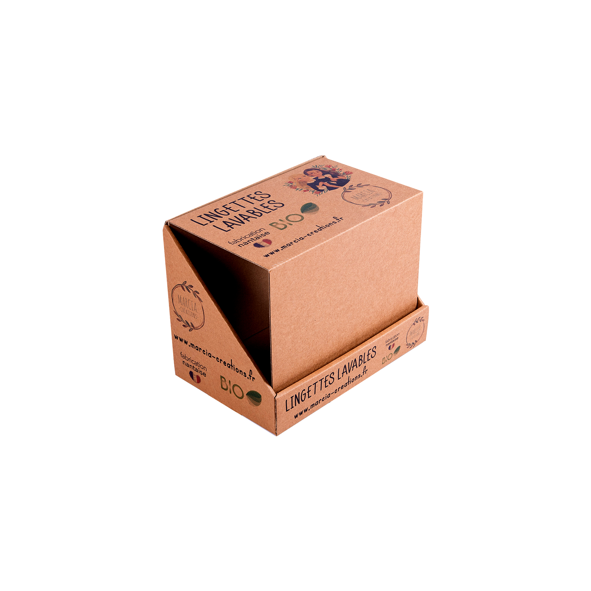 Boîte carton micro-cannelé réversible kraft/blanc 23 cm